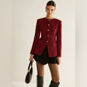 Commense Burgundy Blazer with Gold Buttons